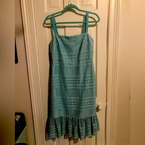 Lace dress, aquamarine color, J Crew size 8